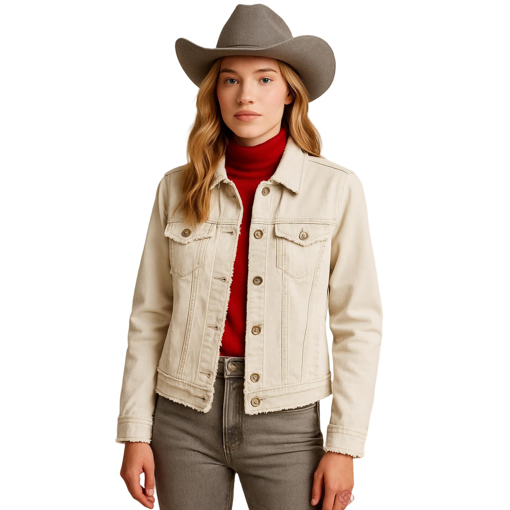 Habitat Camille Frayed Jean Jacket in Putty